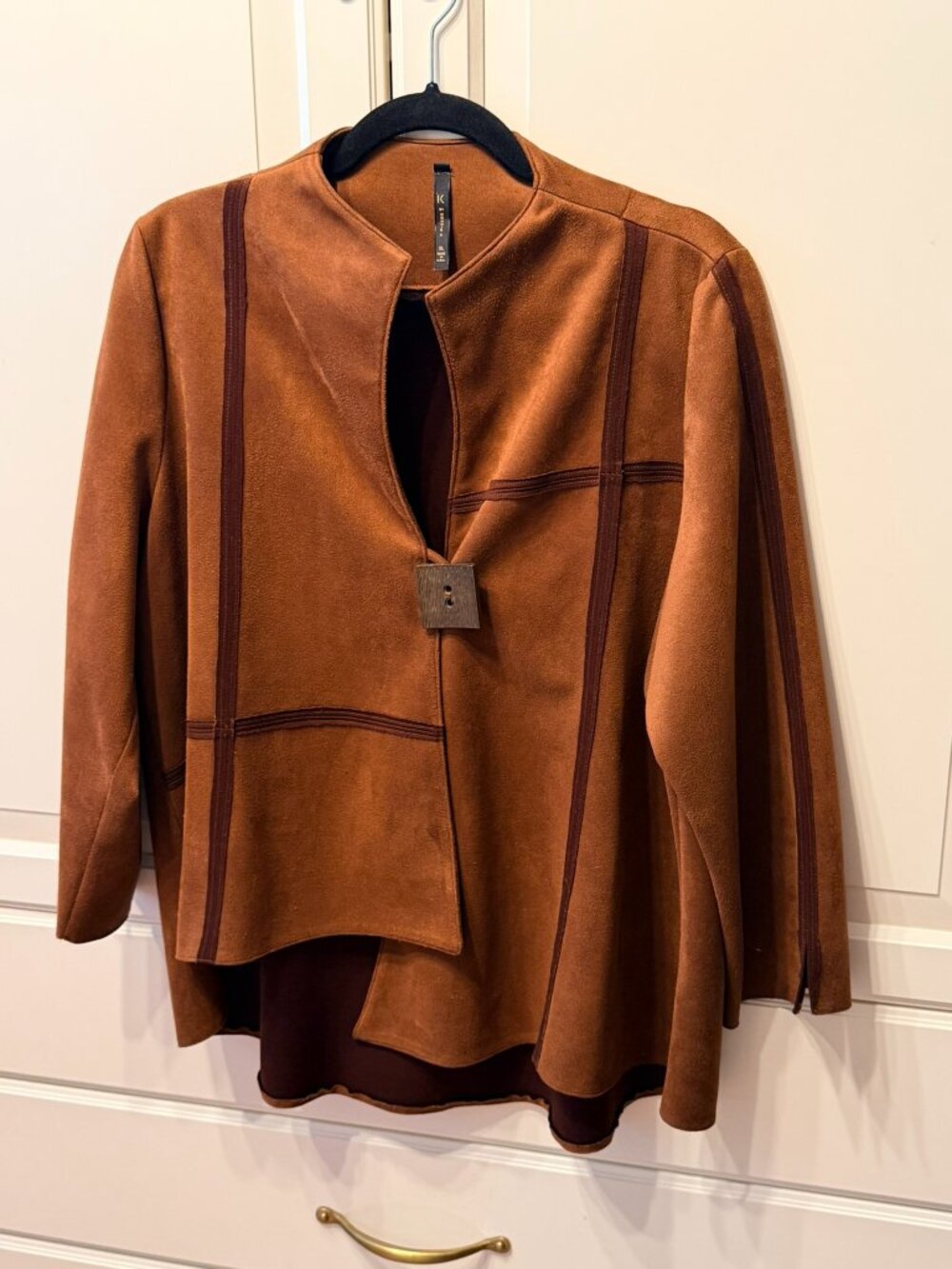 IC BY CONNIE K Women’s Faux Suede Asymmetrical Hi-Low Jacket (Size XL)